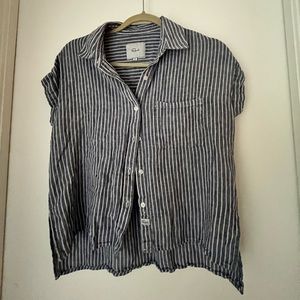 Rails short sleeve striped button down top